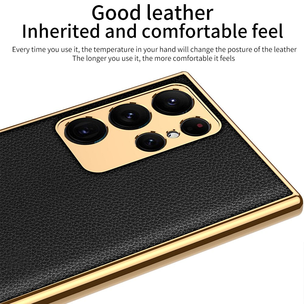 Luxury Plating Leather Case For Samsung Galaxy S22 Ultra 5G