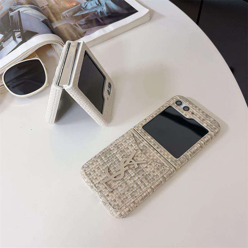 Luxury Woven Z Flip Case with Card Pocket