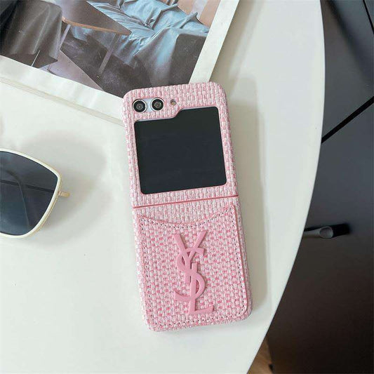Luxury Woven Z Flip Case with Card Pocket