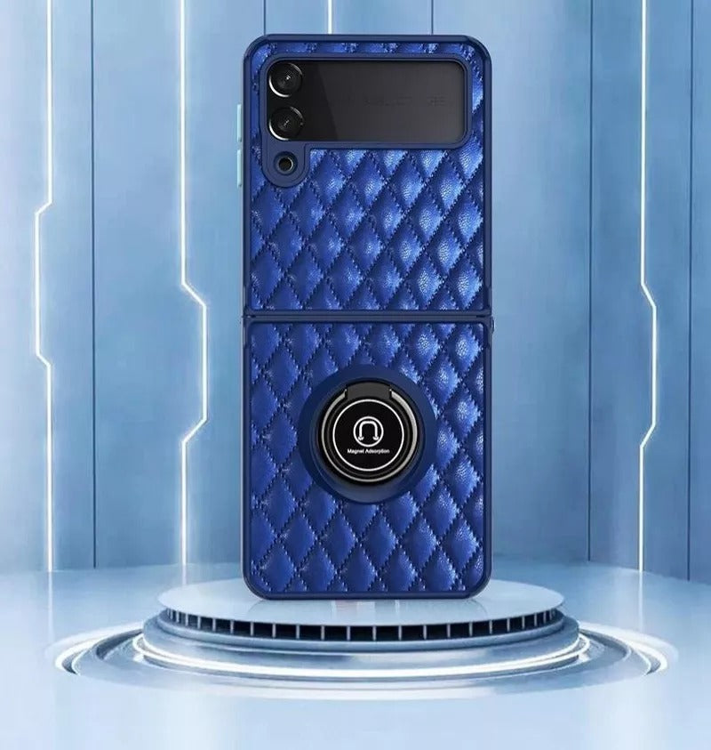 Leather Rhomboid Magnetic Ring Case for Z Flip 3