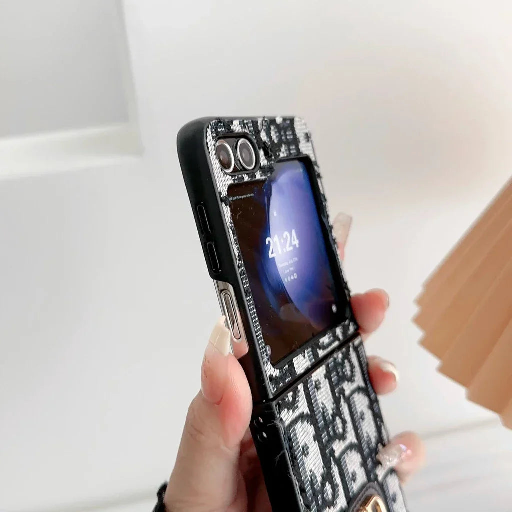 Textured Luxury Z Flip Case with Matching Bag