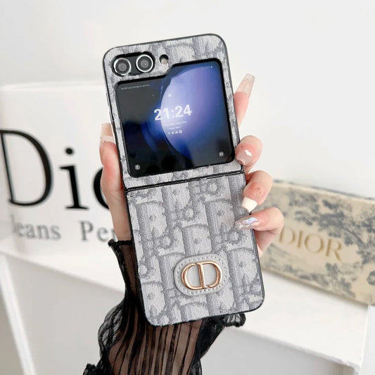 Textured Luxury Z Flip Case with Matching Bag