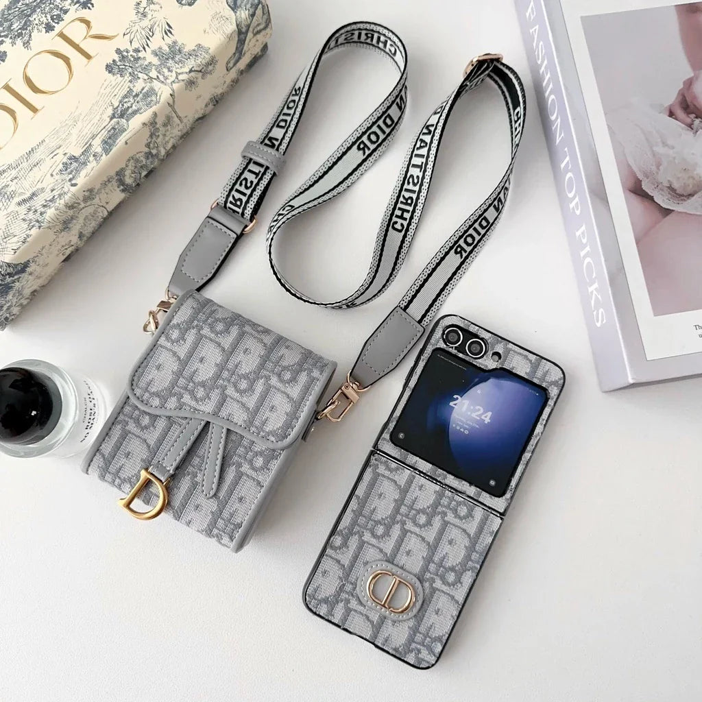 Textured Luxury Z Flip Case with Matching Bag