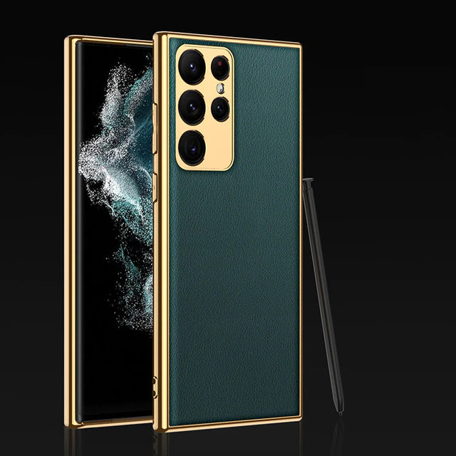 Luxury Plating Leather Case For Samsung Galaxy S22 Ultra 5G