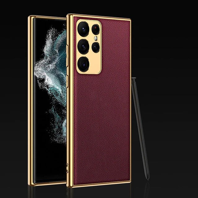 Luxury Plating Leather Case For Samsung Galaxy S22 Ultra 5G