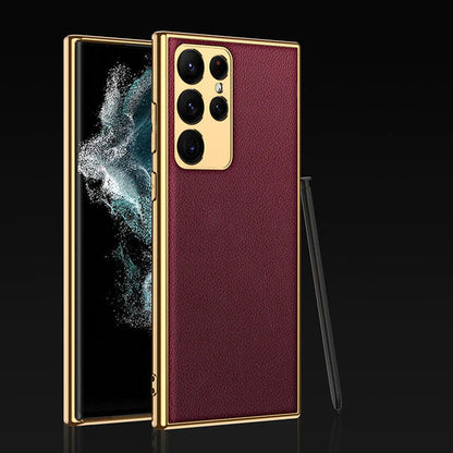 Luxury Plating Leather Case For Samsung Galaxy S22 Ultra 5G