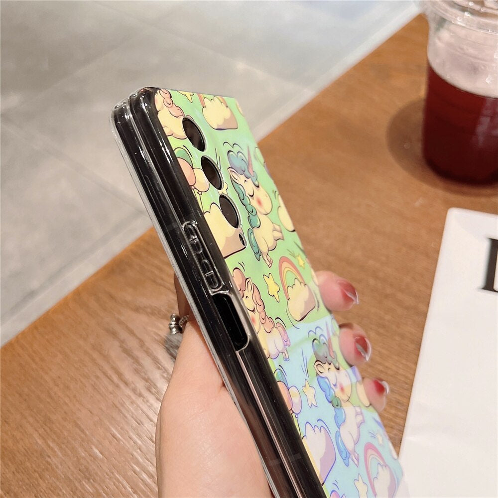 Luxury Cartoon Unicorn Silicone Case for Z Fold 3 5G