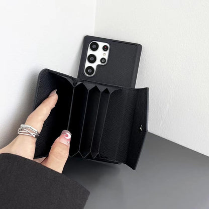 Sleek Black Leather Samsung Case with Card Holder