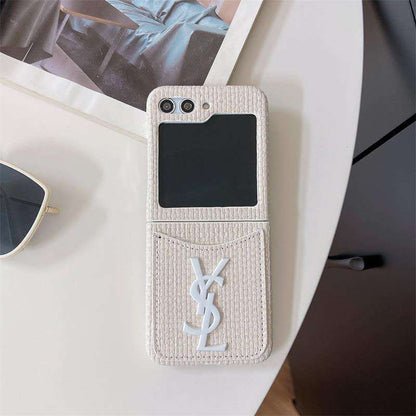 Luxury Woven Z Flip Case with Card Pocket