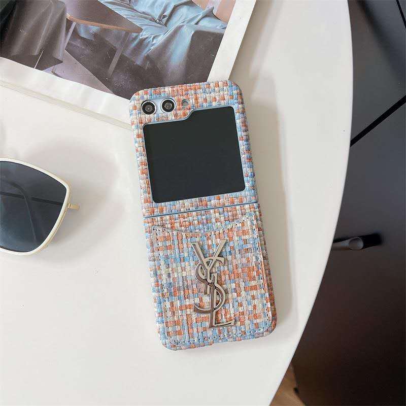 Luxury Woven Z Flip Case with Card Pocket
