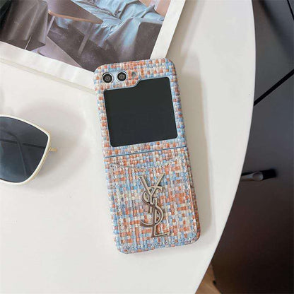 Luxury Woven Z Flip Case with Card Pocket
