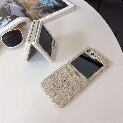Luxury Woven Z Flip Case with Card Pocket
