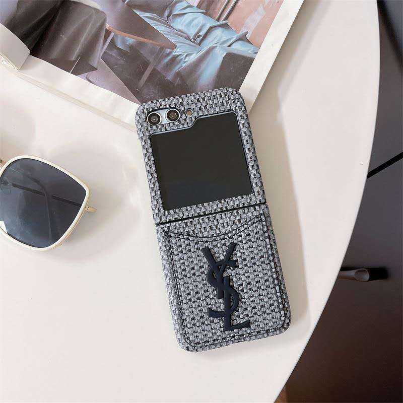 Luxury Woven Z Flip Case with Card Pocket