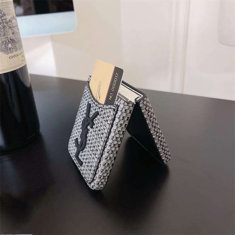 Luxury Woven Z Flip Case with Card Pocket