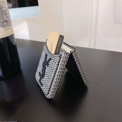 Luxury Woven Z Flip Case with Card Pocket