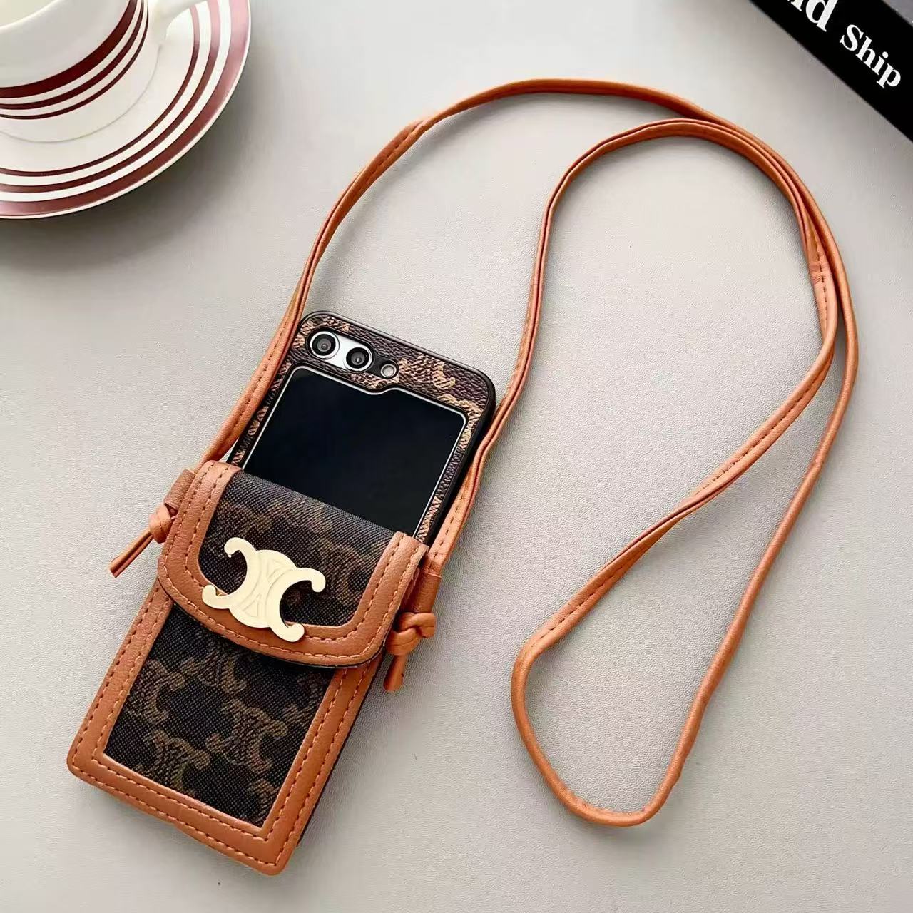 Elegant Galaxy Z Flip Crossbody Wallet Case