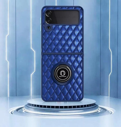 Leather Rhomboid Magnetic Ring Case for Z Flip 3