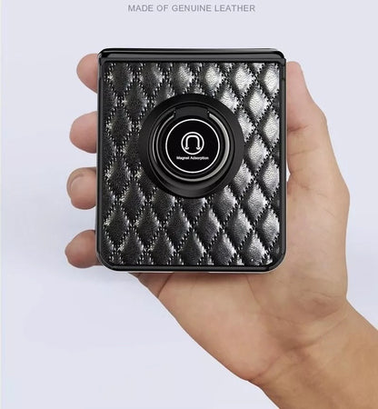 Leather Rhomboid Magnetic Ring Case for Z Flip 3