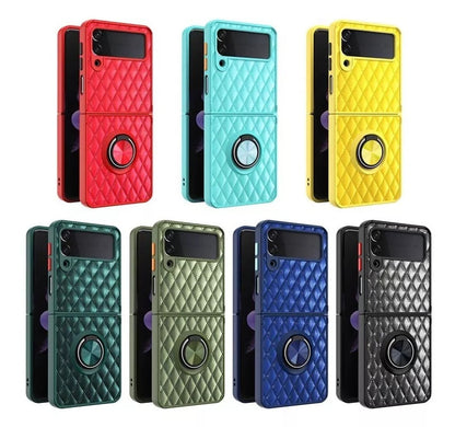 Leather Rhomboid Magnetic Ring Case for Z Flip 3