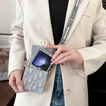 Textured Luxury Z Flip Case with Matching Bag